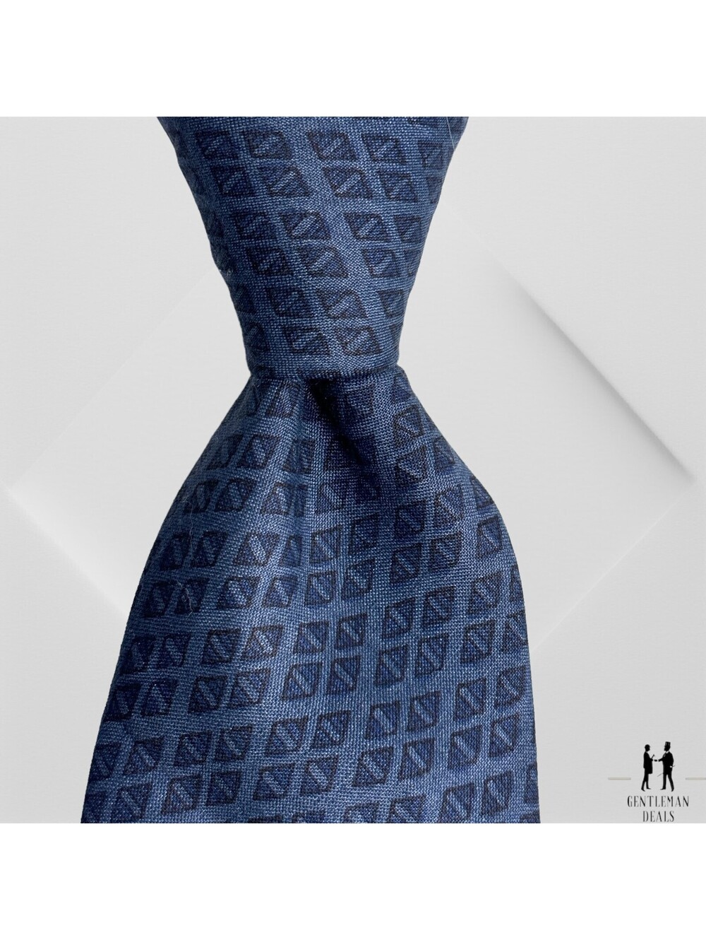 Fabindia Mens Neck Tie Blue Geometrics Soft Smooth Silk tie Long 60x4